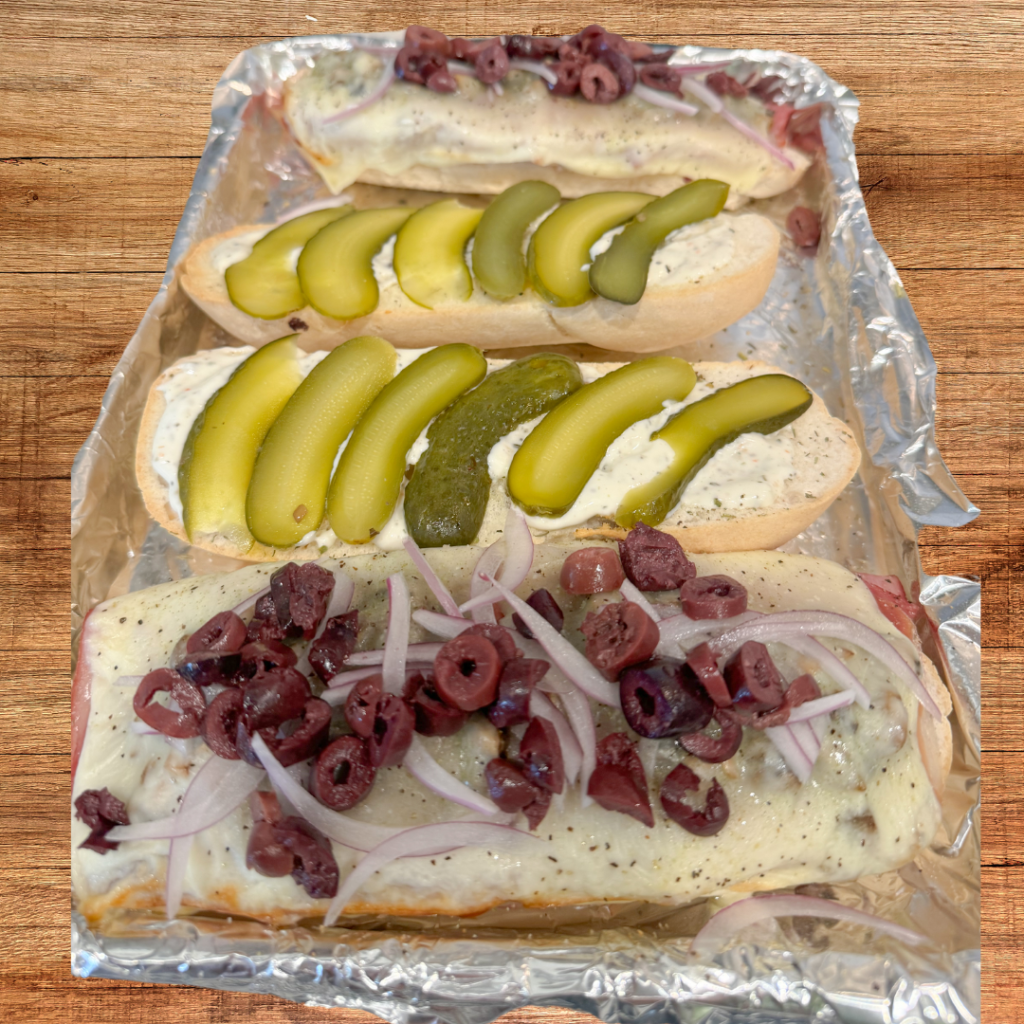 olives and pickles sandwich